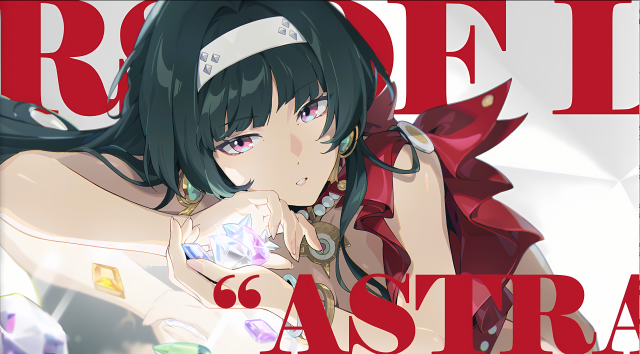 绿发动漫女孩4K壁纸，宝石发光倒影