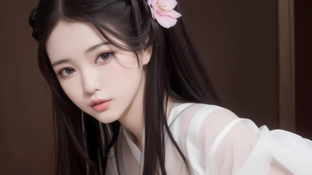 女人头发上的花电脑4K壁纸